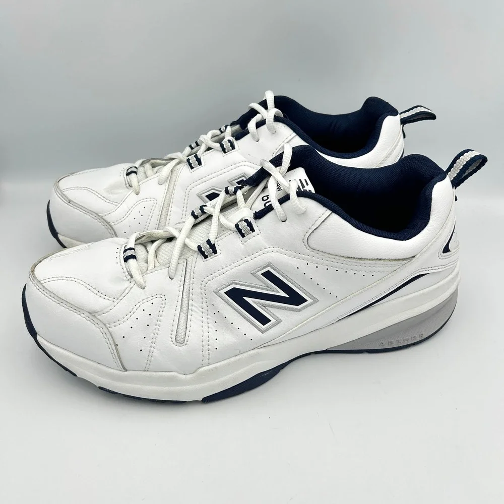 New Balance 608 Mens 13 4E Extra Wide  Leather Cross Training Shoes White Navy